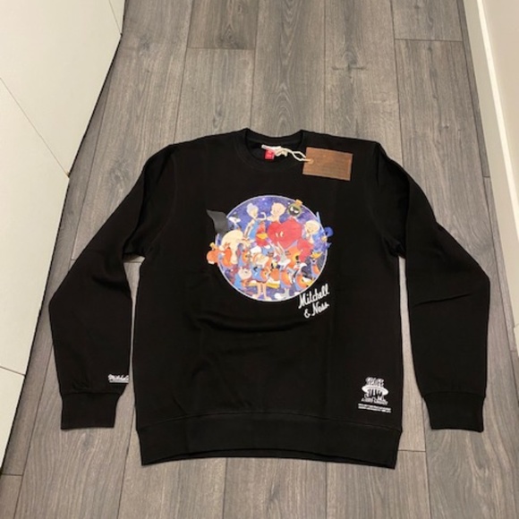 Mitchell & Ness Space Jam Squad Black Crewneck Sweatshirt NWT - Picture 1 of 7